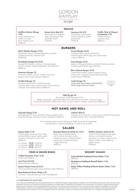 gordon ramsay burger harrods menu